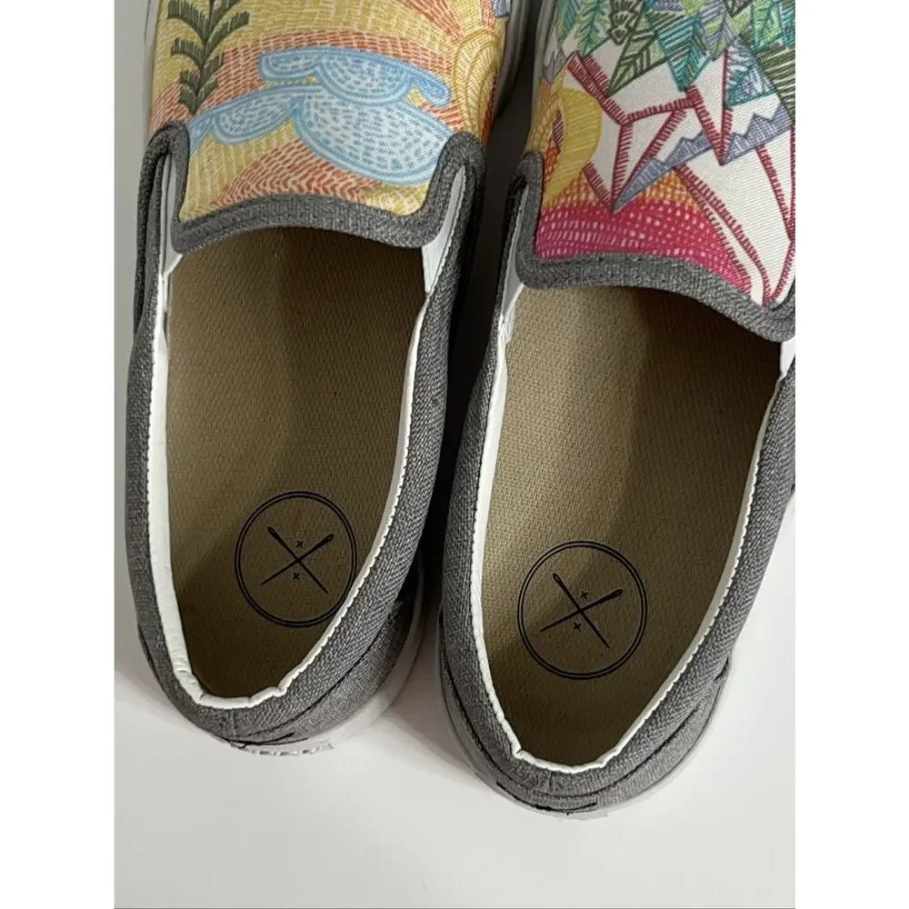 Inkkas Blake Slip-On Shoes Women's Size 9 Multicolor Textile Landscape Comfort